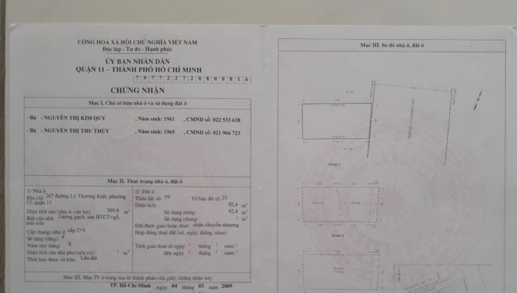 Bán Nhà Siêu Khan Hiếm Mặt Tiền Lý Thường Kiệt Quận 11