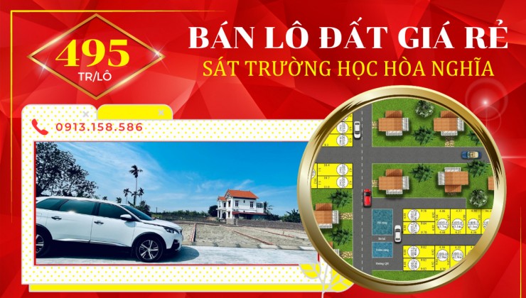 Tôi cần bán 1 lô đất nằm tại phường Hòa Nghĩa, gần với khu đô thị Vinhomes. giá rất rẻ- 495tr/lô. sổ đỏ chính chủ.