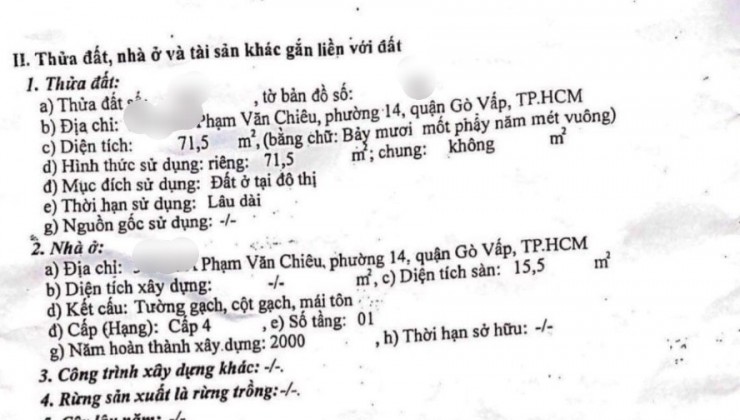 Bán nhà 1/ Phạm Văn Chiêu, 5x15m, hẻm xe hơi thông, tiện kinh danh chỉ 5.5 tỷ TL