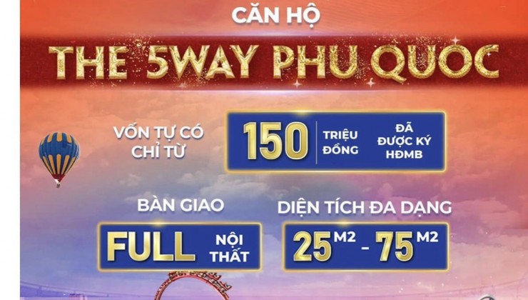 CĂN HỘ VINHOMES | THE 5 WAY PHÚ QUỐC 1PN-2PN, CK 15%, GIÁ 1.498 TỶ