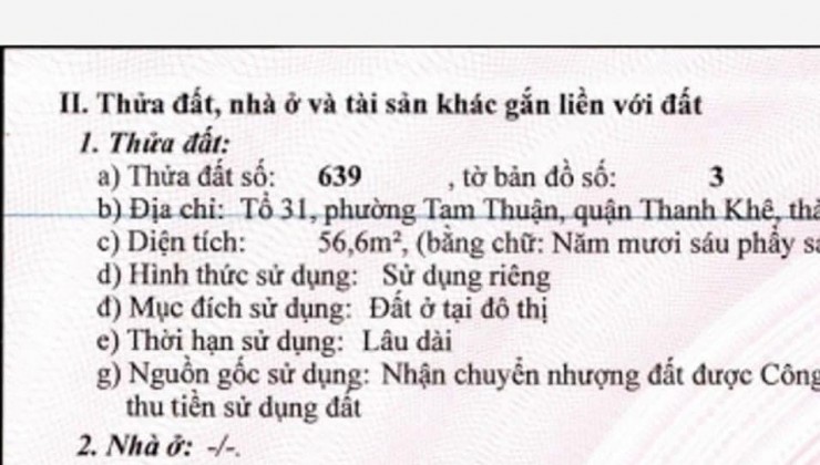 lô đất đẹp 2 mặt  kiệt 4m  Nguyễn Tất Thành, đoạn gần ông ích khiêm