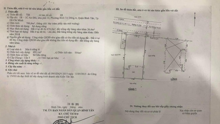 BÁN 700M2 DẤT Ở. DT 17X42. MẶT TIỀN ĐƯỜNG 15M AO ĐÔI  GIÁ 39 TỶ TL