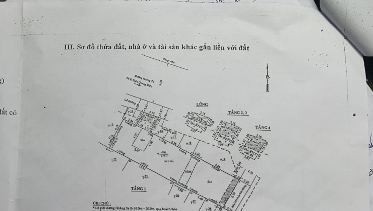 Cần bán đẩ mặt tiền 1023  Hoàng Sa thửa  410, số tờ 6, Quận 3, 178 m2, chỉ 50 tỷ