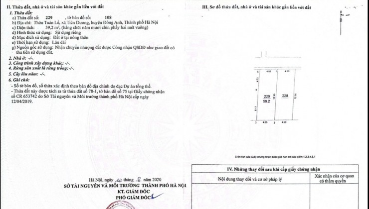 CHÍNH CHỦ CẦN BÁN 59,2m2 ĐẤT (tặng nhà 2.5 tầng) Ở TUÂN LỀ, XÃ TIÊN DƯƠNG, HUYỆN ĐÔNG ANH, HÀ NỘI