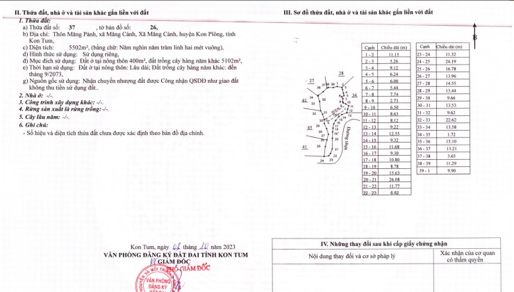 Bán đất MĂNG ĐEN  tỉnh KONTUM vị trí đẹp LỢI NHUẬN THU VỀ CAO