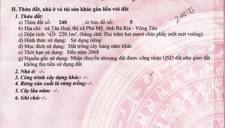 Chủ càn bán mặt tiền quốc lộ 51 , tân hoà phú mỹ bà rịa vũng tàu