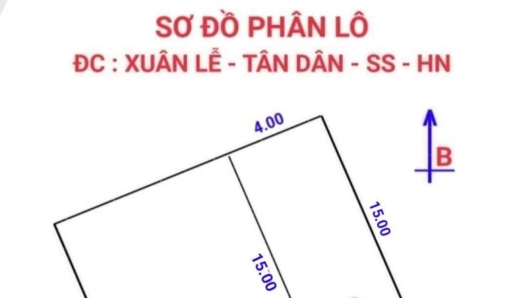 MỞ BÁN LÔ ĐẤT F0 DÀNH CHO CÁC NHÀ ĐẦU TƯ.DT : 60M2 ĐC : XUÂN LỄ - TÂN DÂN - SÓC SƠN - HÀ NỘI.