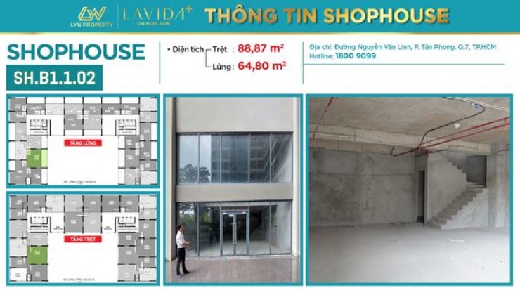 Cần cho thuê shophouse kinh doanh tại dự án Lavida Plus quận 7, 105m2 giá thuê 50,4tr