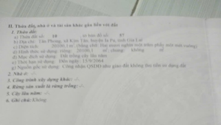 Cần bán gấp DT 1,9 mẫu tại khu H'Mang xã Chư Răng, huyện La Pa, tỉnh Gia Lai