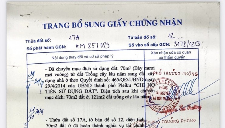 Chuyển hướng kinh doanh bán lại nhà tại hẻm Phù Đổng, tổ 16, P. Hội Phú, TP. Pleiku, Gia Lai