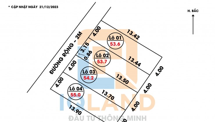 Chính chủ nhờ bán 55m² Hà Phong, Liên Hà, Đông Anh, Hà Nội.
 giá 9xx tr 
- Mặt tiền = hậu 4m, khổ đất vuông dài 13,9m.
- Đường vào đất rộng 2,5m.