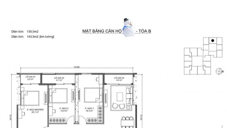 Chính chủ cần bán căn hộ diện tích 135m2 tầng trung tại Hà Đông