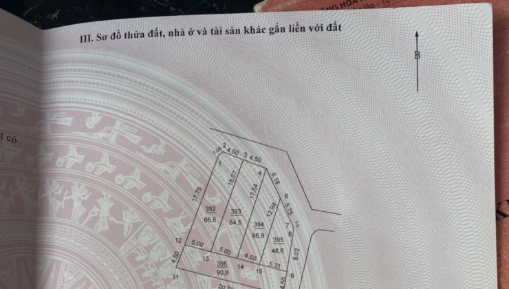 cắt lỗ sâu 90,8m thôn Tuyền,Đông Xuân,Sóc Sơn,Hà Nội.ô tô 7 chỗ vào tận đất.
-Diện tích:90,8m2 mặt tiền= hậu 4,50m 
-71,4m thổ cư, 19,4 m đất