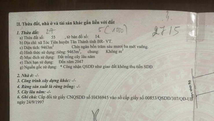 Hiện đường nhựa nóng thông ( gần ngã Ba Tóc Tiên- Hắc Dịch).Giá 18 tỷ (TL) Địa chỉ: Tóc Tiên, thị xã Phú Mỹ, Bà Rịa Vũng Tàu