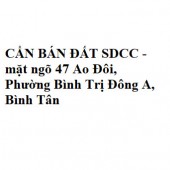 CẦN BÁN ĐẤT SDCC - Mặt ngõ 47 Ao Đôi, Phường Bình Trị Đông A, Bình Tân, HCM