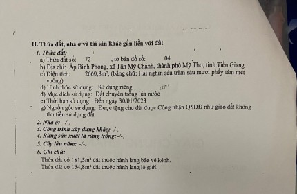 BÁN ĐẤT MẶT TIỀN ĐH 87 Bình Phong, Xã Tân Mỹ Chánh, TP.Mỹ Tho, Tiền Giang