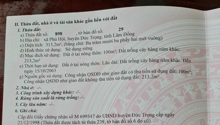 HOT !!! Bán Đất Đẹp - Vị Trí Đắc Địa Tại Đường Bê tông, Xã Phú Hội, Đức Trọng, Lâm Đồng