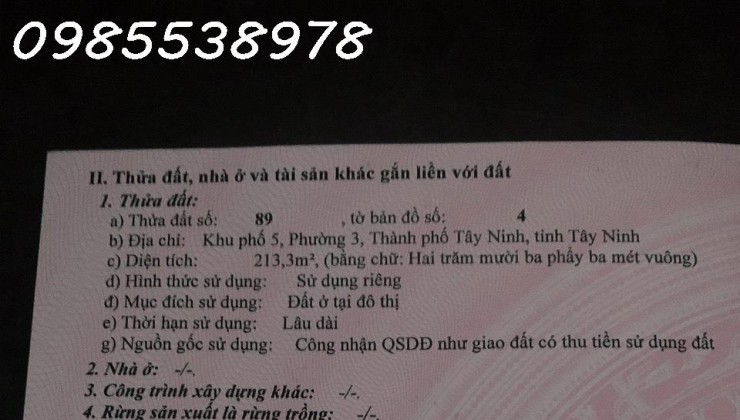 CHÍNH CHỦ BÁN GẤP 02 LÔ ĐẤT VỊ TRÍ ĐẸP Tại Tây Ninh