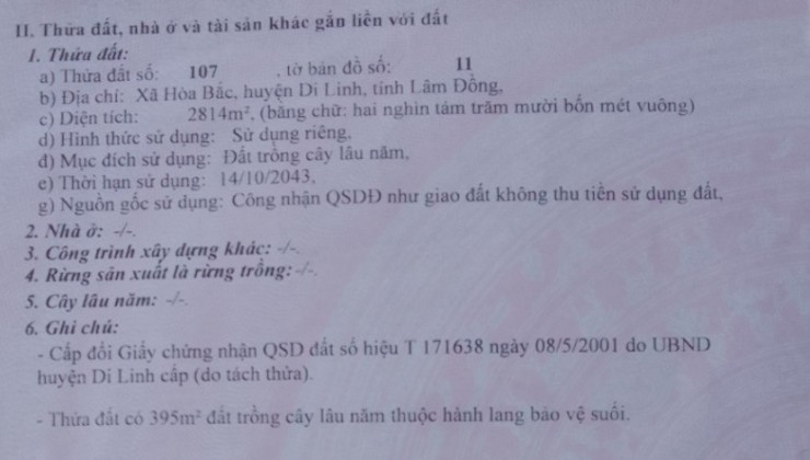 Bán Đất Đẹp Vị Trí Đắc Địa Tại Xã Hòa Bắc, Huyện Di Linh, Lâm Đồng (KO TIẾP ĐĂNG TIN, QC)