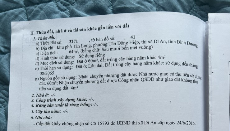 Cần bán Nhà đẹp Vị trí đắc địa ở kp Tân Long, Tân Đông Hiệp, Dĩ An, Bình Dương