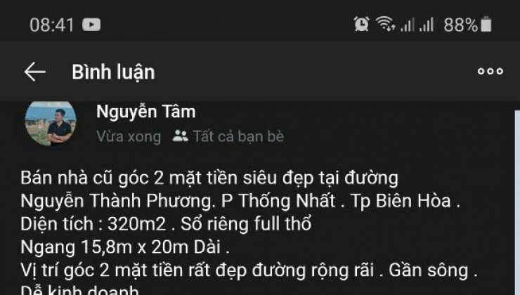 BÁN NHÀ GÓC 2 MẶT TIỀN ĐƯỜNG CHÍNH  . PHƯỜNG THỐNG NHÁT . TP BIÊN HÒA . 0938974428