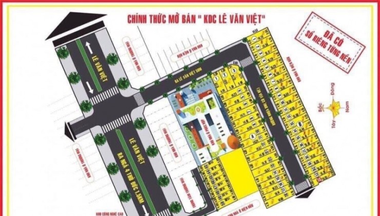 Khu Phân Lô, Đường Lê Văn Việt , 65M2, Xây Cao Tầng, Ngã 3 Mỹ Thành , Long Thạnh Mỹ , Q9