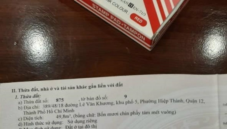 !!! Nhà Hẻm 6m thông tứ hướng Q12 Lê Văn Khương Đã Có SHR Gía RẺ !!!