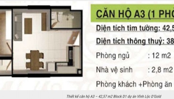 Chính chủ cần bán căn hộ A3 43m2, View đẹp tại huyện Bình Chánh, TPHCM