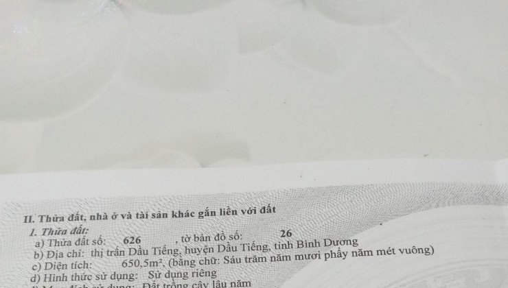 ĐẤT CHÍNH CHỦ - GIÁ TỐT - Bán Nhanh Lô Đất TT Dầu Tiếng, Huyện Dầu Tiếng - Bình Dương