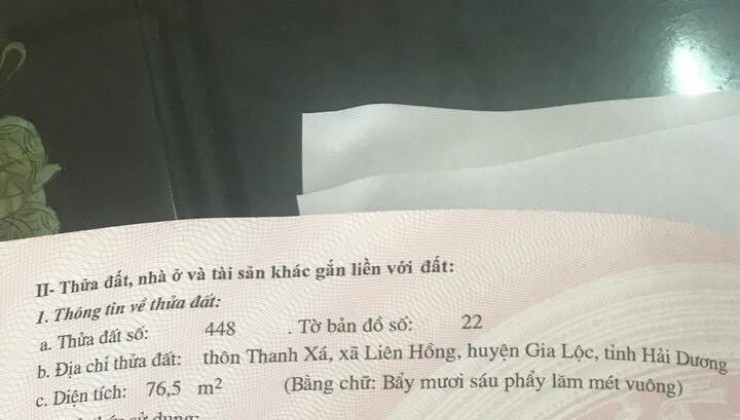 ĐẤT ĐẸP - GIÁ TỐT - Cần Bán Nhanh Lô Đất Vị Trí Đẹp Tại Liên Hồng - Gia Lộc -  Hải Dương