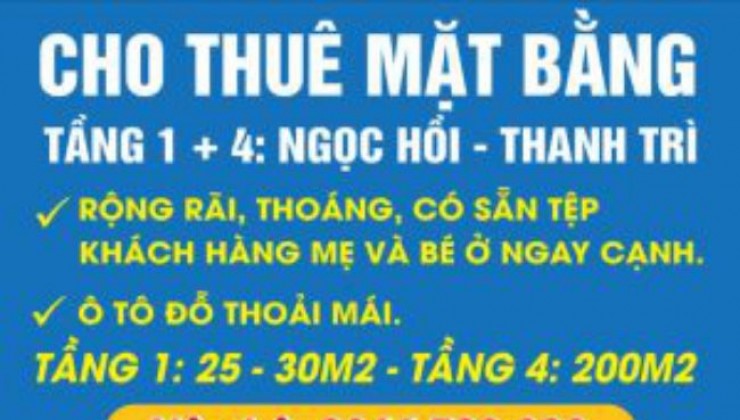 Cho thuê mặt bằng tầng 1 + 4 ở Ngọc Hồi - Thanh Trì.