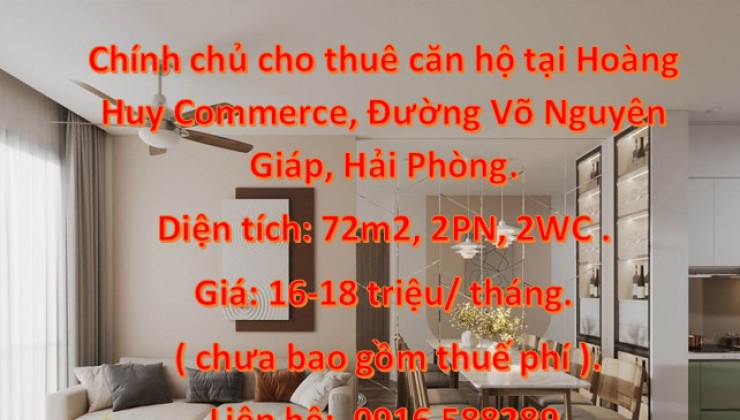 Chính chủ cho thuê căn hộ tại Hoàng Huy Commerce, Đường Võ Nguyên Giáp, Hải Phòng.