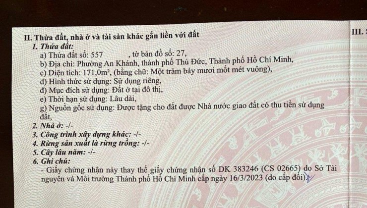 ĐẤT ĐẸP - GIÁ TỐT - Cần Bán Nhanh Lô Đất Vị Trí Đắc Địa Tại An Khánh, tp Thủ Đức