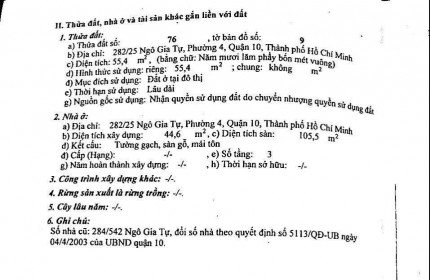 Chính chủ cần bán nhà 282/25 Ngô Gia Tự, P4, Q10