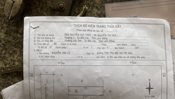 Cần Bán nhanh lô đất Mặt TIỀN NGUYỄN VĂN CỪ tiềm năng tại TP Bảo Lộc