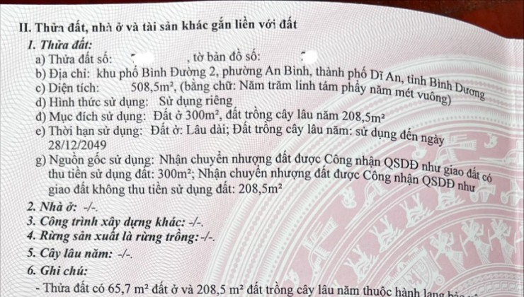 GC BÁN GẤP ĐẤT MẶT TIỀN ĐƯỜNG QL1A Đối Diện Cổng Công Ty Giày Thái Bình Tại TP Dĩ An