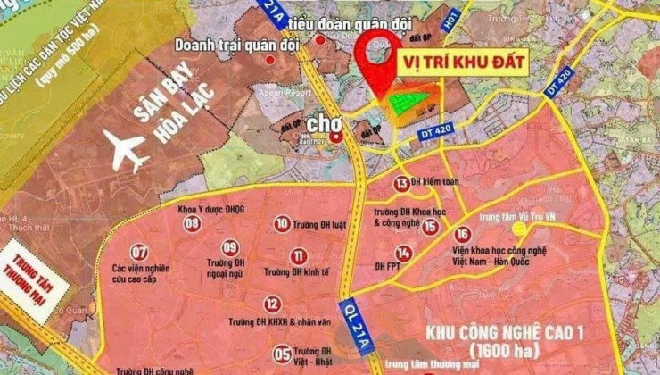 BÁN CĂT LỖ  LÔ ĐẤT TÁI ĐỊNH CƯ ĐẠI HỌC QUỐC GIA TẠI HÒA LẠC GIÁ CHỈ 2X