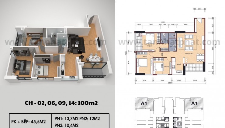 HOT!Bán gấp căn hộ 101,64m2 thiết kế 3PN dự án CT4 Yên Nghĩa căn góc