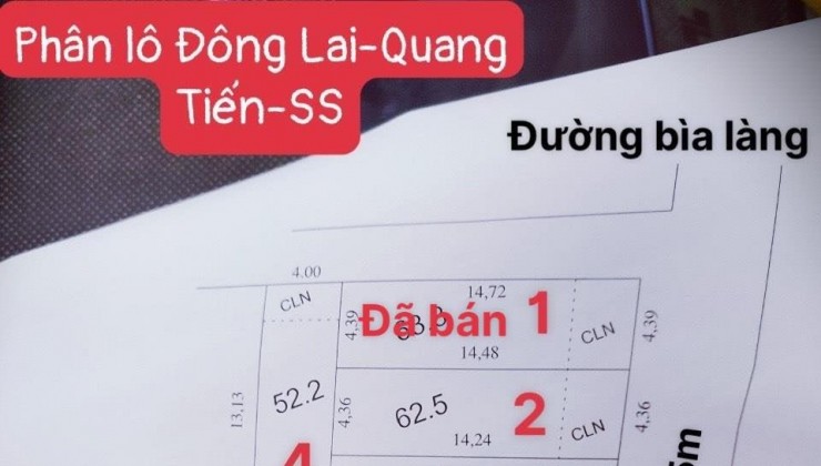 ôtô chạy vòng quanh 61m trục chính ra bìa làng tại ĐÔng Lai-Quang Tiến giá hơn 10tr/m.