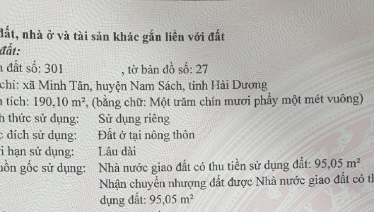 !! CHÍNH CHỦ CẦN RA LÔ ĐẤT TẠI MINH TÂN, NAM SÁCH, HẢI DƯƠNG – Liên hệ: 0974747645