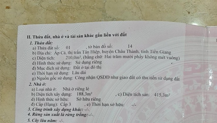 Chính Chủ Cần Bán Nhà Tại 180/1 , Đường Nội Thị, Thị trấn Tân Hiệp,  Châu Thành, Tiền Giang