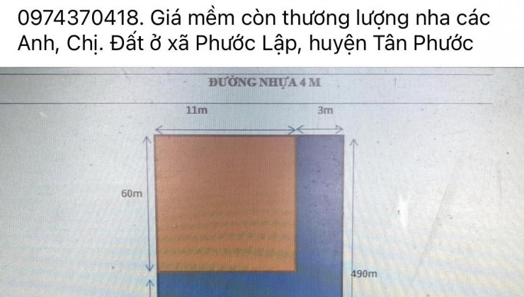 Chính chủ bán nhanh lô đất tại ấp Mỹ Hòa, xã Phước Lập, huyện Tân Phước, Tiền Giang