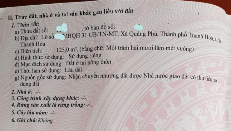 CHÍNH CHỦ ĐĂNG TIN BÁN NHÀ CẤP 4 TẠI PHƯỜNG QUẢNG PHÚ, TP THANH HÓA