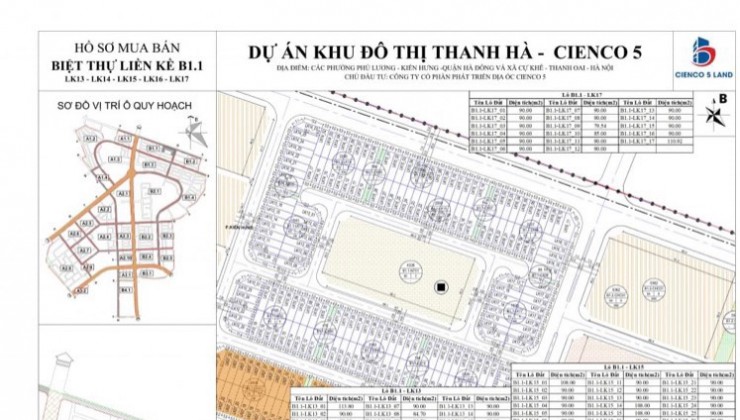 CẦN BÁN CĂN GÓC LIỀN KỀ KHU ĐÔ THỊ THANH HÀ CIENCO 5 ĐƯỜNG KIẾN HƯNG, PHƯỜNG KIẾN HƯNG, QUẬN HÀ ĐÔNG, HÀ NỘI