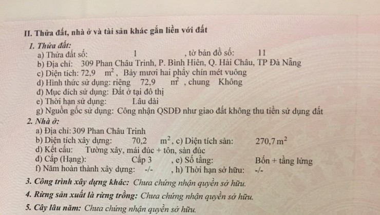 Chính chủ cần bán nhà 4 tầng mặt tiền đường Phan Châu Trinh, Hải Châu, Đà Nẵng. Liên hệ 0967 035 380