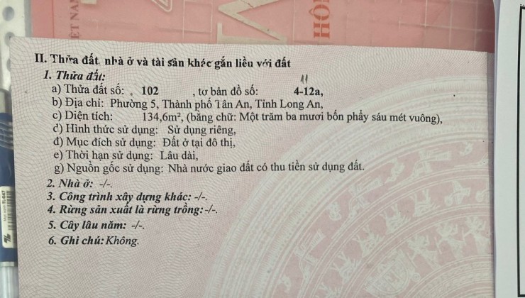 Đất Đẹp - Giá Tốt - Chính Chủ Cần Bán 2  Lô Đất Vị Trí Đẹp Tại Phường 5,  Tân An Long An