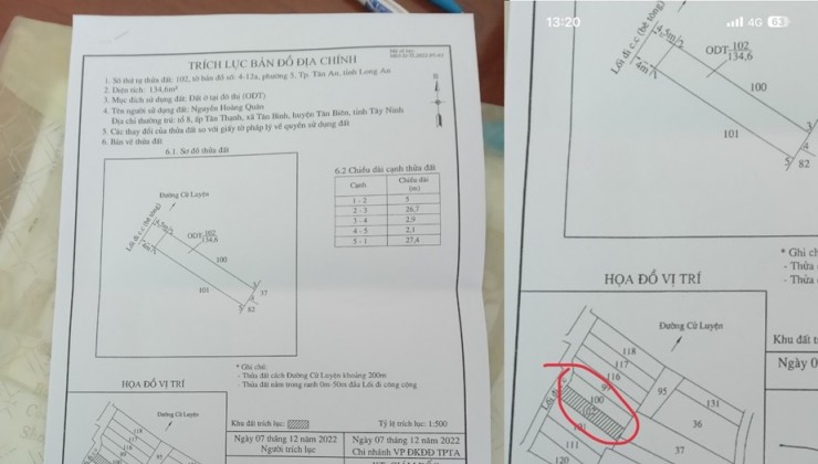 Đất Đẹp - Giá Tốt - Chính Chủ Cần Bán 2  Lô Đất Vị Trí Đẹp Tại Phường 5,  Tân An Long An