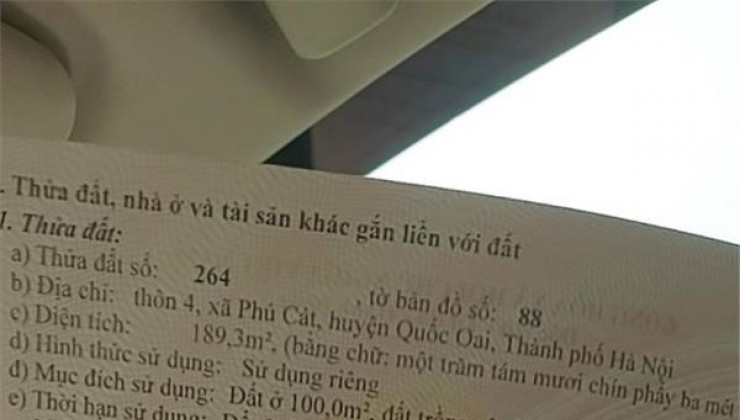 CHÍNH CHỦ Cần Bán Nhanh Lô Đất Đẹp Tại Xã Phú Cát, Quốc Oai, Hà Nội