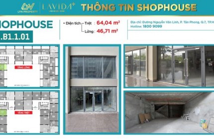 Cho thuê mặt bằng shop kinh doanh tại dự án căn hộ cao cấp Lavida Plus Quận 7