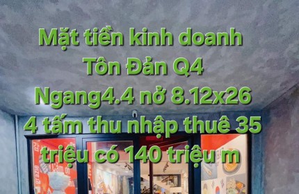 Mặt tiền kinh doanh Tôn Đản Q4 Ngang 4.4 nở hậu 8.12 x 26 m 4 tấm dưới 140 triệu m
# Nhà rẻ đẹp 1 phút